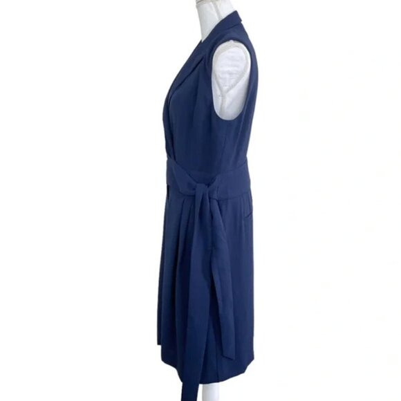 Lauren Ralph Lauren Belted Georgette Sleeveless Romper Refined Navy Size 10 - Picture 10 of 14